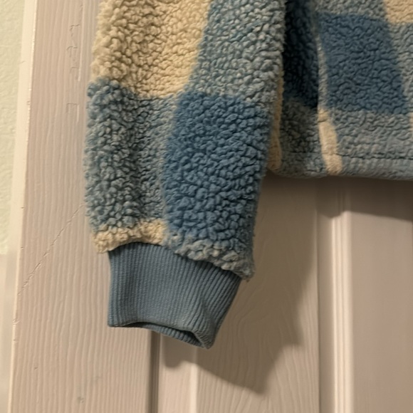 Blue and White Check pullover fleece size large L - cozy and cute! Billabong - Picture 5 of 6